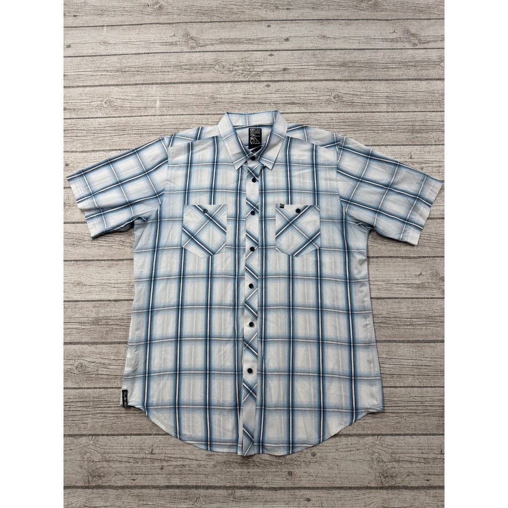 Billabong Shirt Men's XL Blue White Plaid Short Sleeve Button Down Preppy Summer